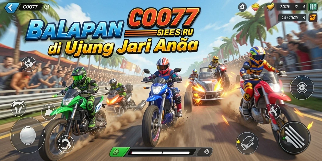 Screenshot menunjukkan aksi balapan cepat yang mendebarkan di COO77.