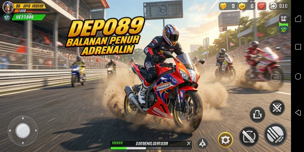 Tampilan gameplay seru dalam balapan motor di DEPO89.