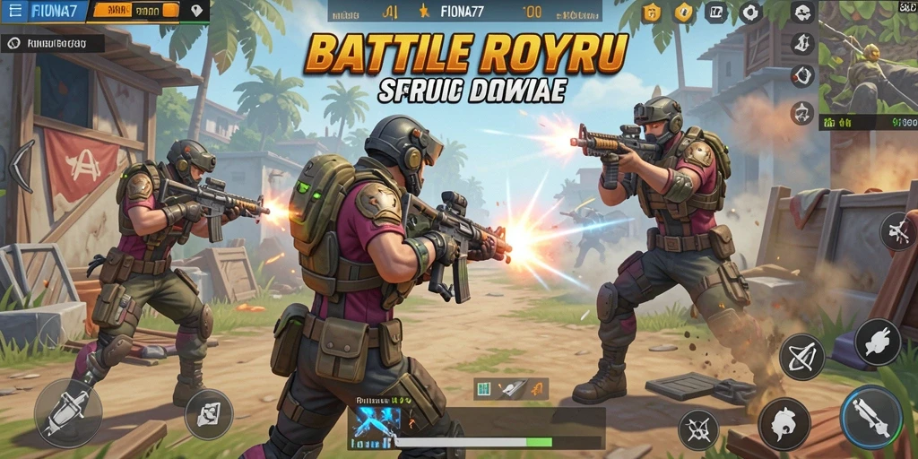 Tampilan gameplay FIONA77 dengan aksi Battle Royale seru.