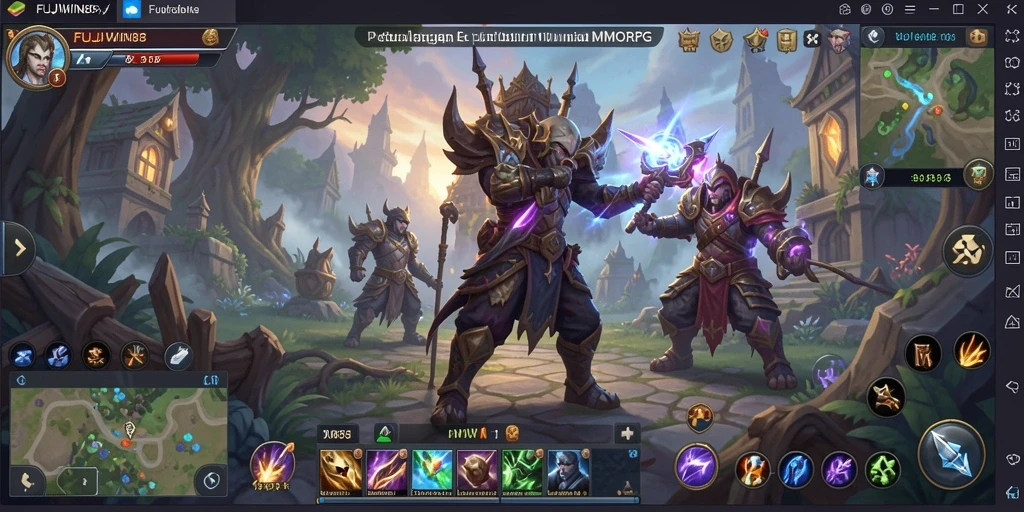 Screenshot gameplay FUJIWIN88 dengan pertarungan seru dalam dunia MMORPG.