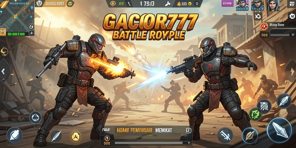 Screenshot gameplay GACOR777 menampilkan aksi seru di arena Battle Royale.