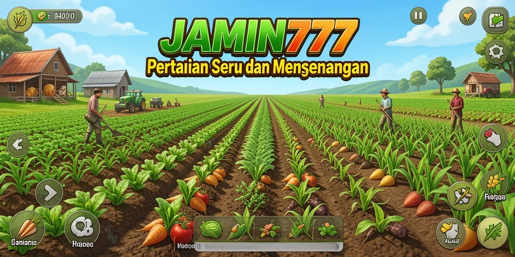 Tampilan menarik gameplay pertanian dalam JAMIN777 dengan tanaman yang subur.