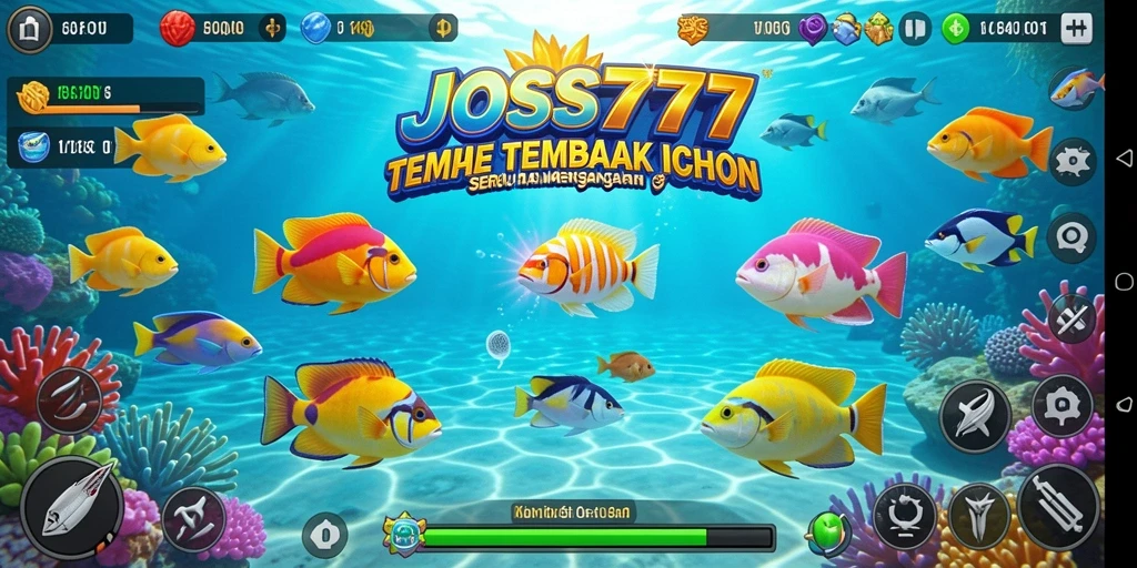 Screenshot JOSS777 menampilkan aksi seru memancing ikan.